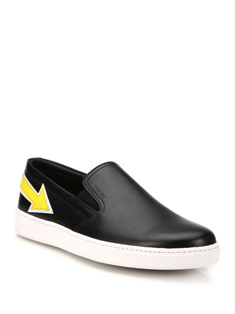 slip on uomo prada marrone|prada leather sneakers.